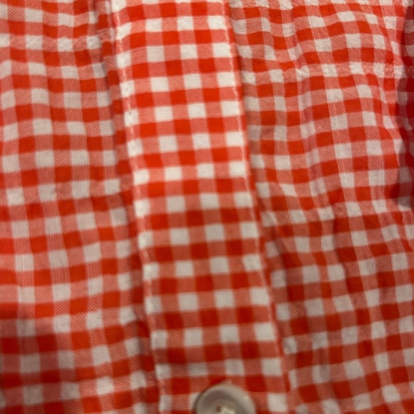 💥🦋BEAUTIFUL J.MCLAUGHLIN SIZE Large  LONG SLEEVE SHIRT seersucker red gingham - Picture 6 of 6